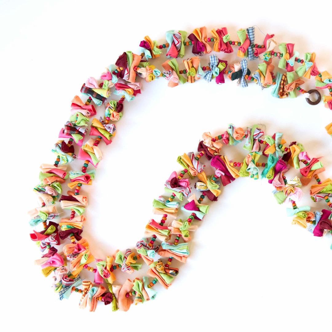 Upcycled Rainbow Party Streamer Fabric Party Decoration Hanging Prop