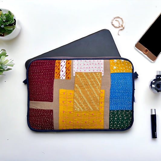 Upcycled Sashiko Embroidery Laptop sleeve