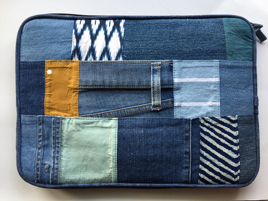 Blues Denim Patchwork Laptop sleeve