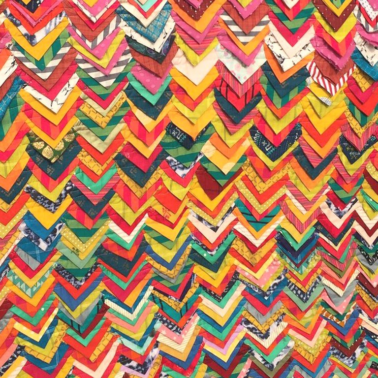 Boho Multicoloured Upcycled Chevron Chindi Rug
