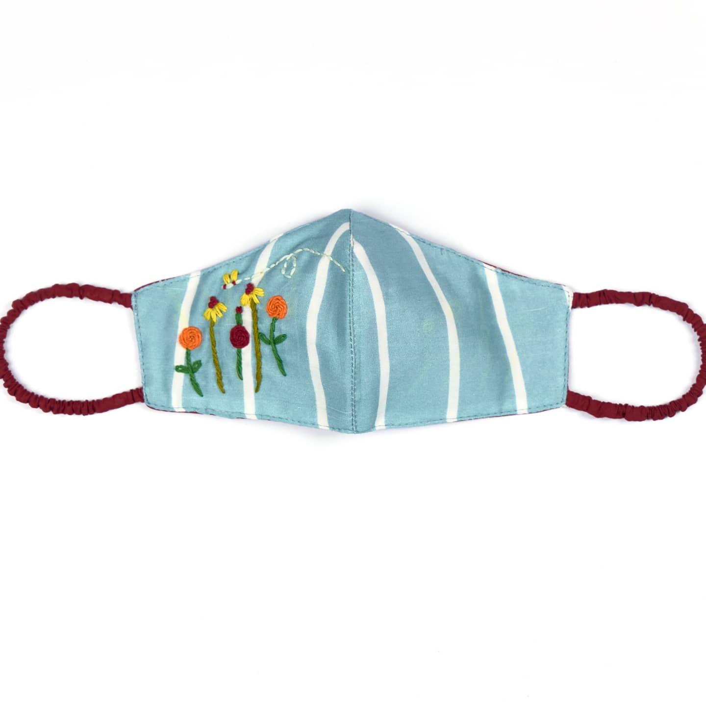 Floral Honey Bee Blue Reversible Mask