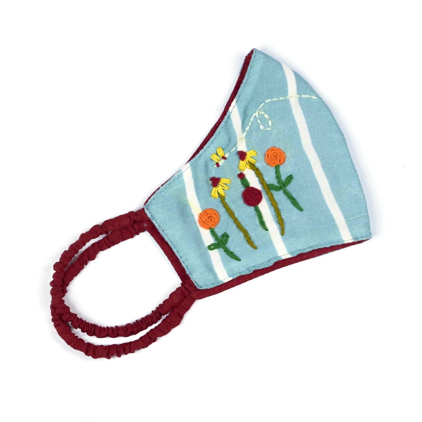 Floral Honey Bee Blue Reversible Mask