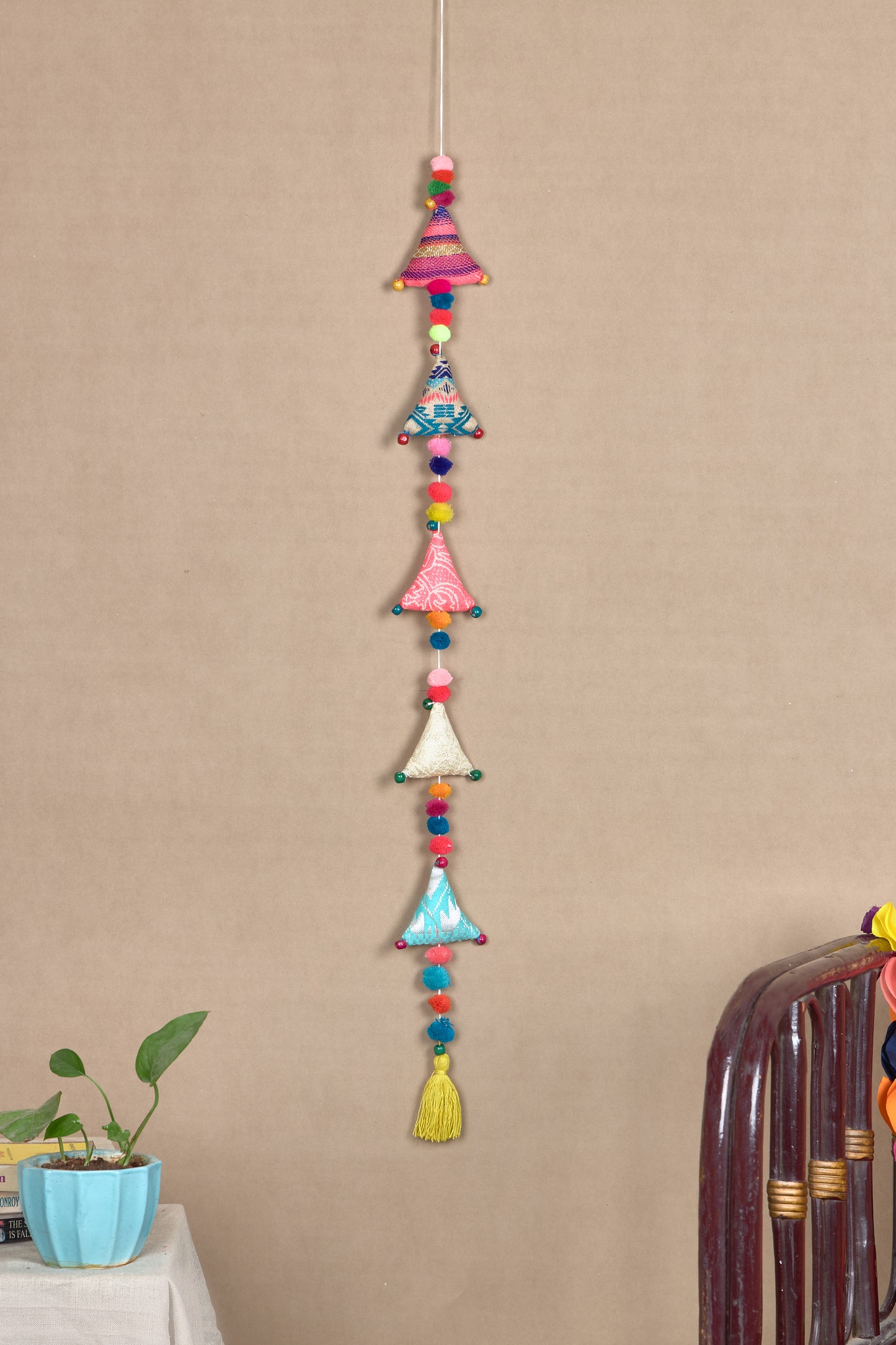 Upcycled Boho Triangles Festive Decoration String Hanging Party Prop