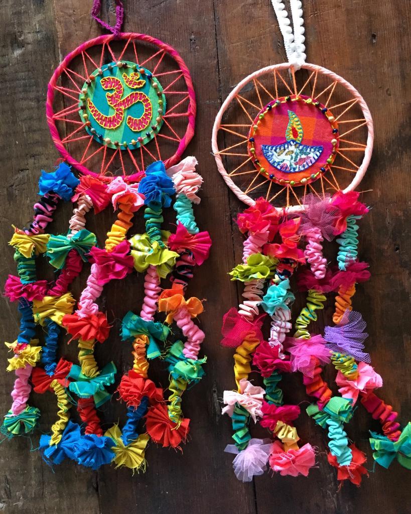 Upcycled Om Diya Dreamcatchers (Party Prop Festive Hanging Decoration) (Set of 2)