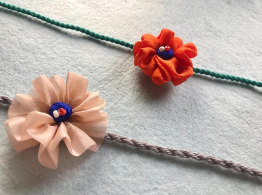 Upcycled Handmade Flower Power Combo Rakhis (Pack of 2)