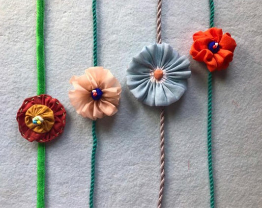 Upcycled Handmade Flower Power Rakhi Combo (Pack of 4)